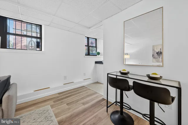 a table and a chair in a room