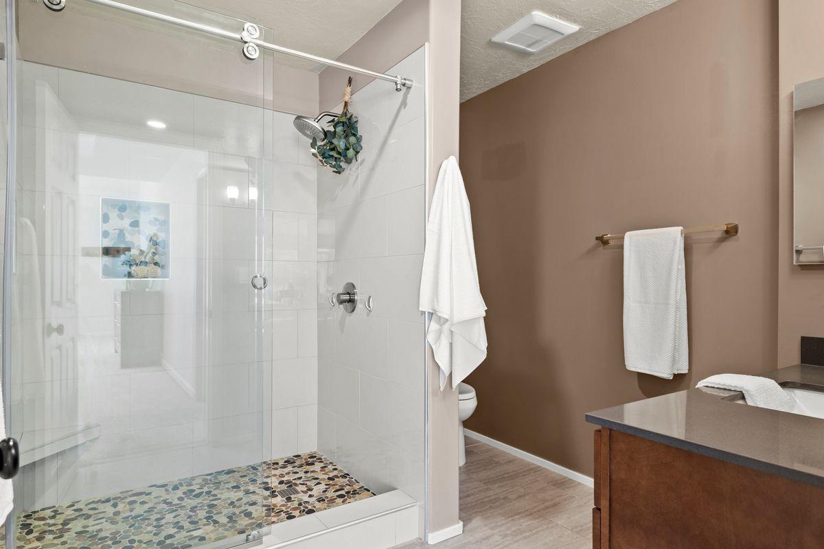 2230 South Rice Road Ojai, CA 93023 - Photo 14 of 26 a bathroom with a shower and a sink