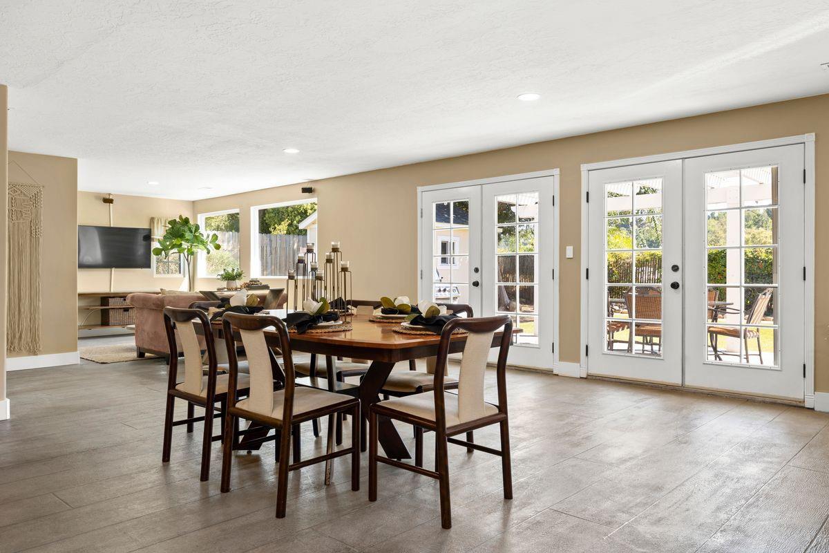 2230 South Rice Road Ojai, CA 93023 - Photo 9 of 26 a view of a dining room with furniture and a large window