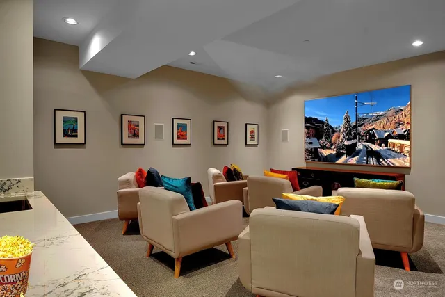 a room with a table and chairs