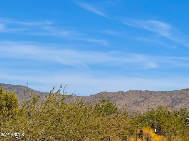 a view of a yard with wooden fence