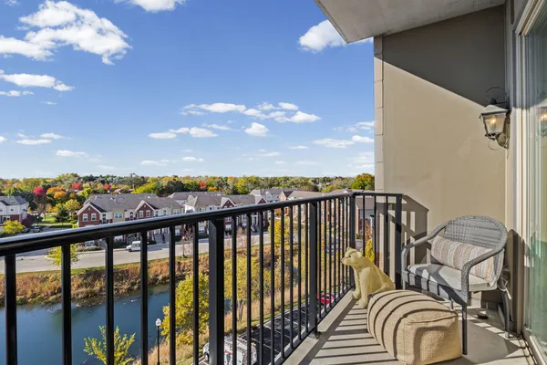 a balcony with street view
