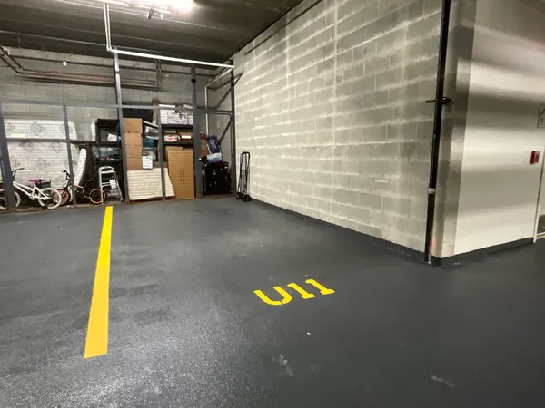 a view of a room with storage