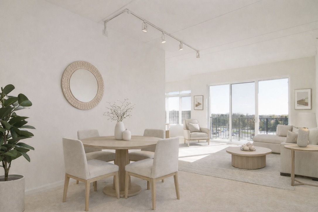 1199 East Port Clinton Road, Unit 601 Vernon Hills, IL 60061 - Photo 5 of 13 a dining room with furniture and a large window