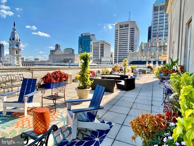 a outdoor space with lots of tables and chairs