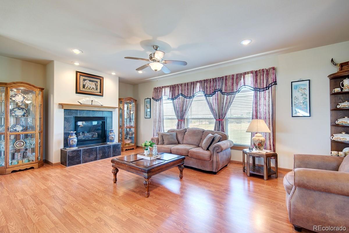 18045 Jones Road Peyton, CO 80831 - Photo 6 of 35 a living room with furniture a fireplace and a flat screen tv