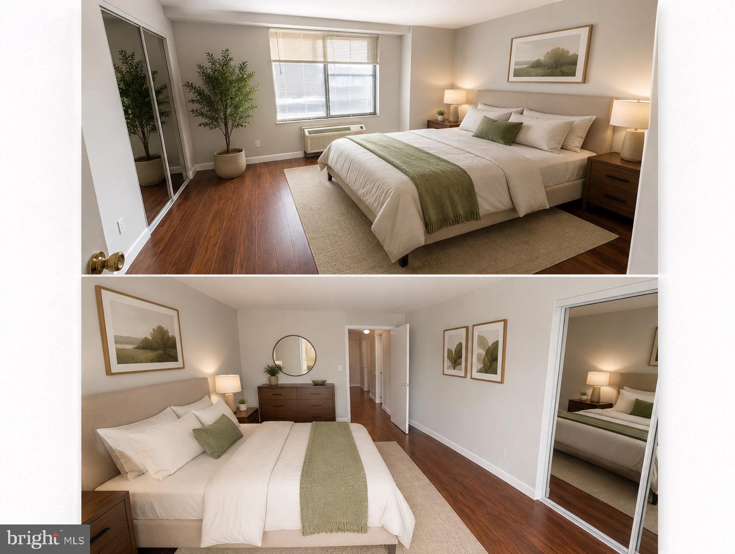 9701 Fields Road, Unit 1808 Gaithersburg, MD 20878 - Photo 2 of 11 a bedroom with a bed and wooden floor