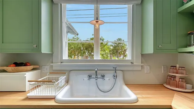 a work place with table and chairs