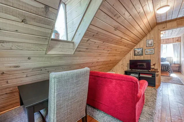 a view of backyard with seating space