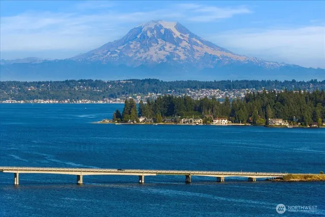 a view of lake with mountain