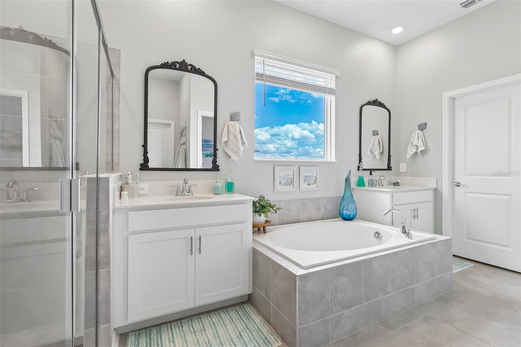 6049 Claystone Way Mount Dora, FL 32757 - Photo 26 of 55 a bathroom with a sink and a mirror