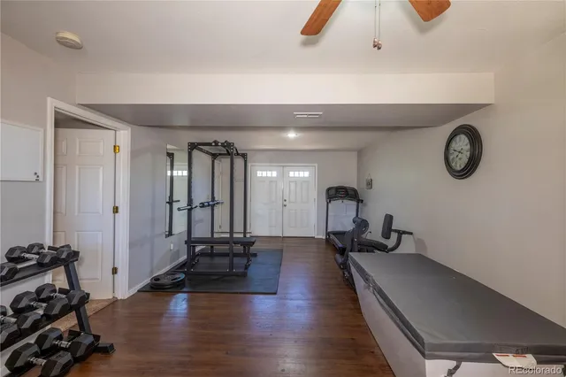 a view of a room with gym equipment