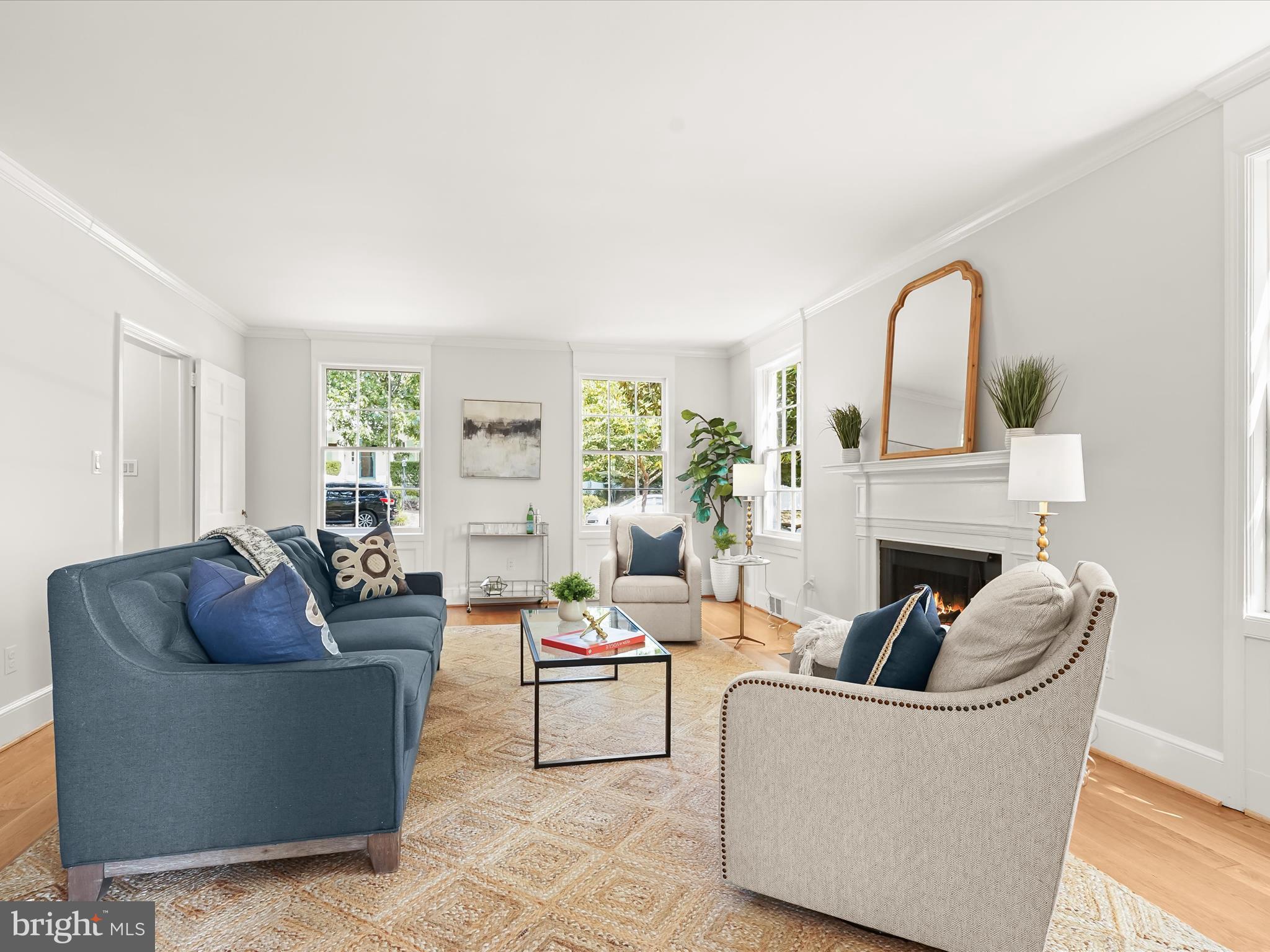 6302 Broad Branch Road Chevy Chase, MD 20815 - Photo 4 of 55 a living room with furniture a fireplace and a potted plant