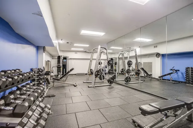 a view of a room with gym equipment