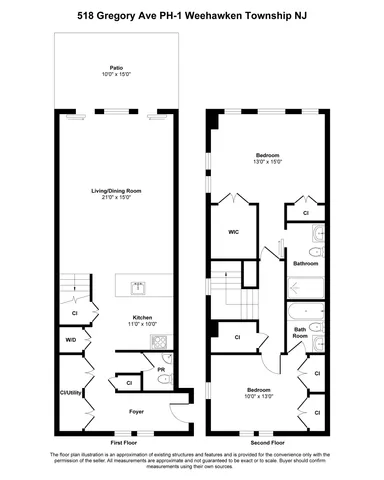 $950,000 | 518-530 Gregory Avenue, Unit PH1, Weehawken, NJ 07086