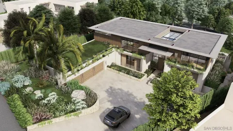 a view of a backyard with plants