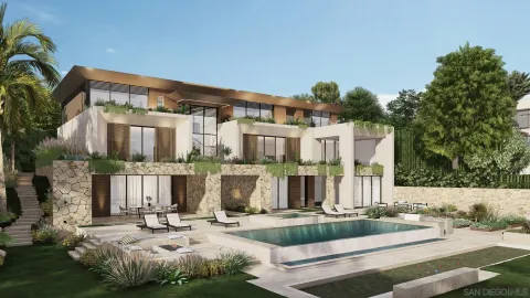 a front view of a house with entertaining space