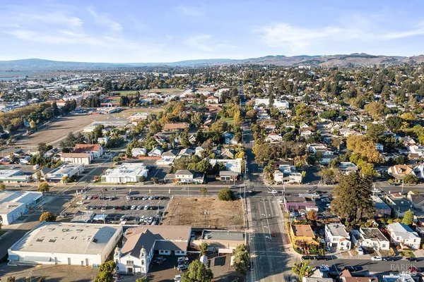 an aerial view of a city
