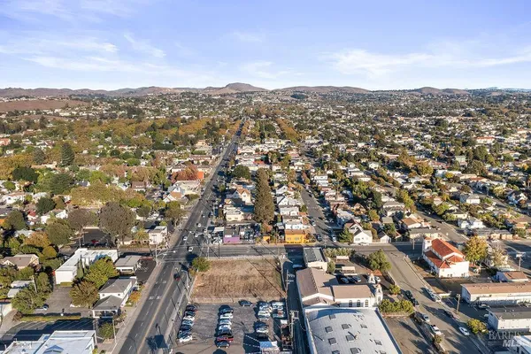 an aerial view of a city