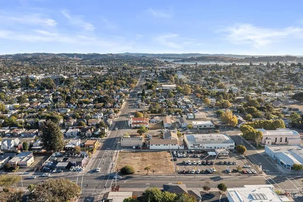 an aerial view of a city