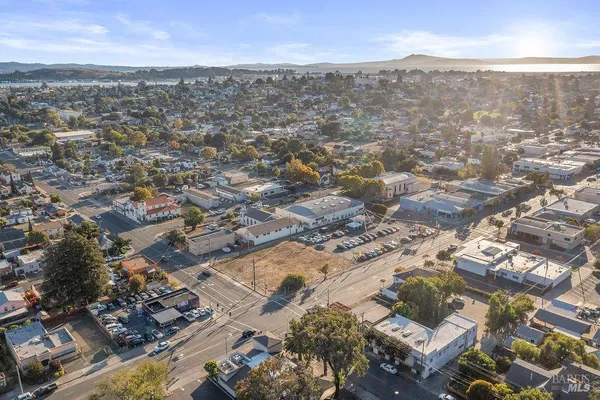 an aerial view of residential building with parking space
