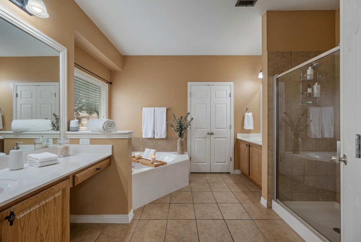 2415 Elkhorn Ranch Road Leander, TX 78641 - Photo 12 of 39 a room with a sink and a mirror