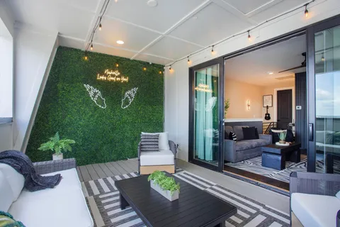 a outdoor living room with furniture