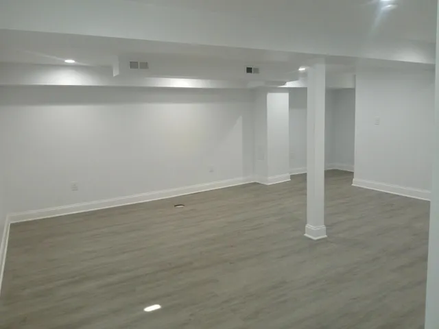 a view of a room with a window