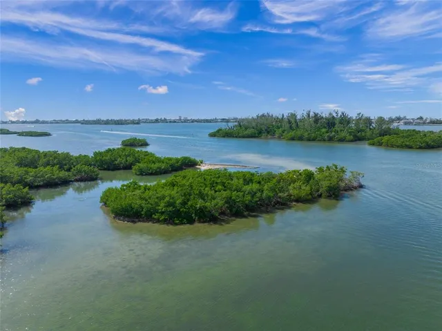 an aerial view of a house with outdoor space and lake view