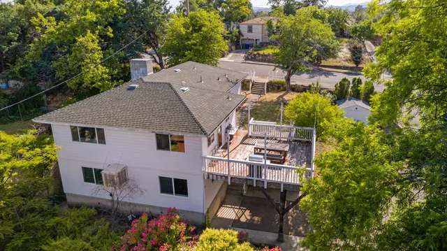 an aerial view of a house