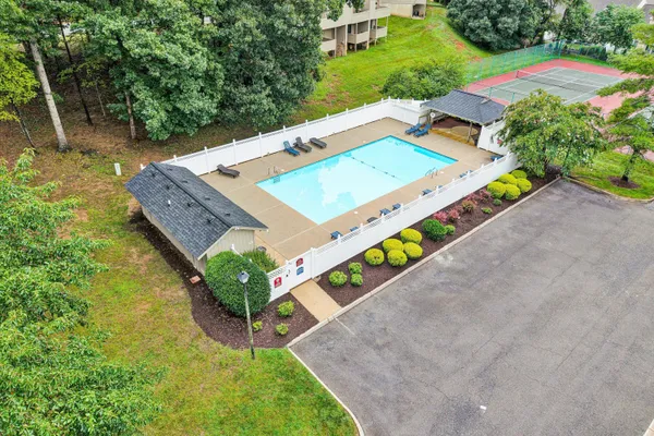 an aerial view of a house
