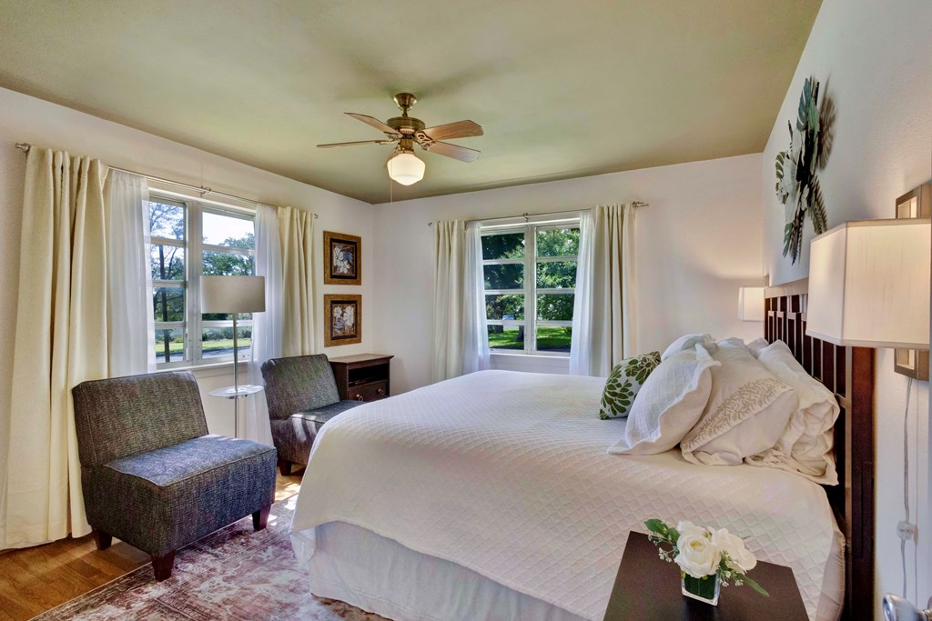 207 East Walnut Street Fredericksburg, TX 78624 - Photo 26 of 42 a bedroom with a bed couch and window