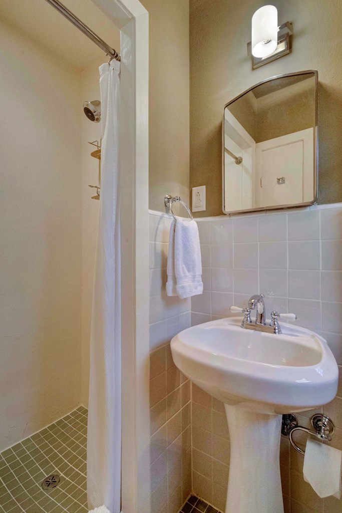 207 East Walnut Street Fredericksburg, TX 78624 - Photo 30 of 42 a bathroom with a sink and a mirror
