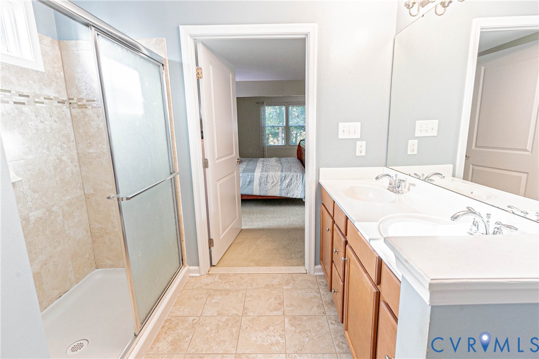 7533 South Franklins Way Quinton, VA 23141 - Photo 30 of 46 a en suite bathroom with a sink a tub and a mirror