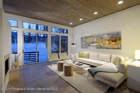 a living room with furniture