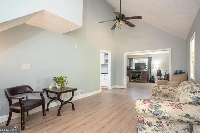 a living room with furniture