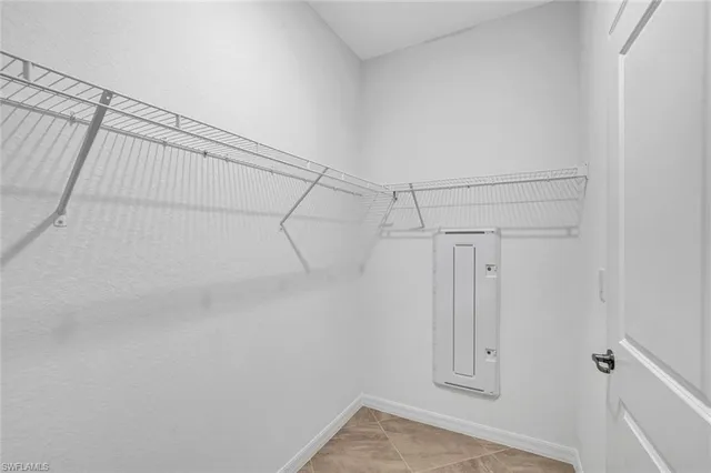 a view of a room with racks on the wall