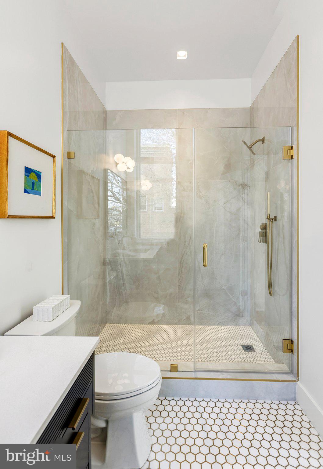 1212 4th Street Northwest, Unit 9 Washington, DC 20001 - Photo 29 of 42 a bathroom with a shower a toilet and a sink