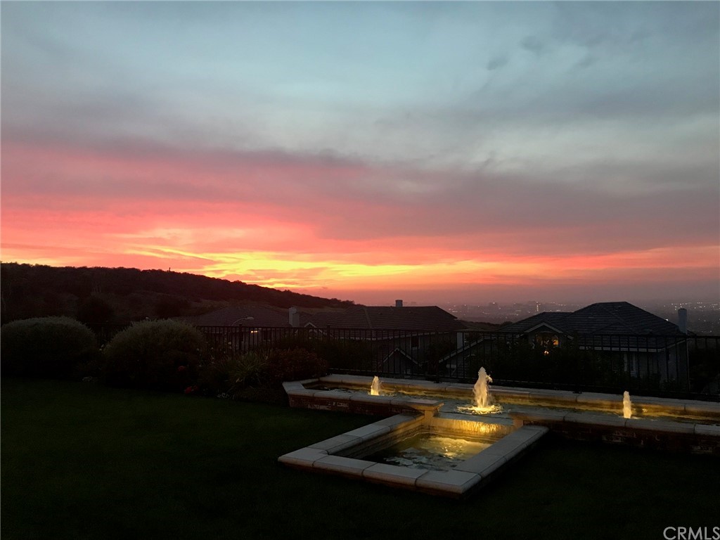 Gorgeous sunset views with bubbling, lighted water feature!