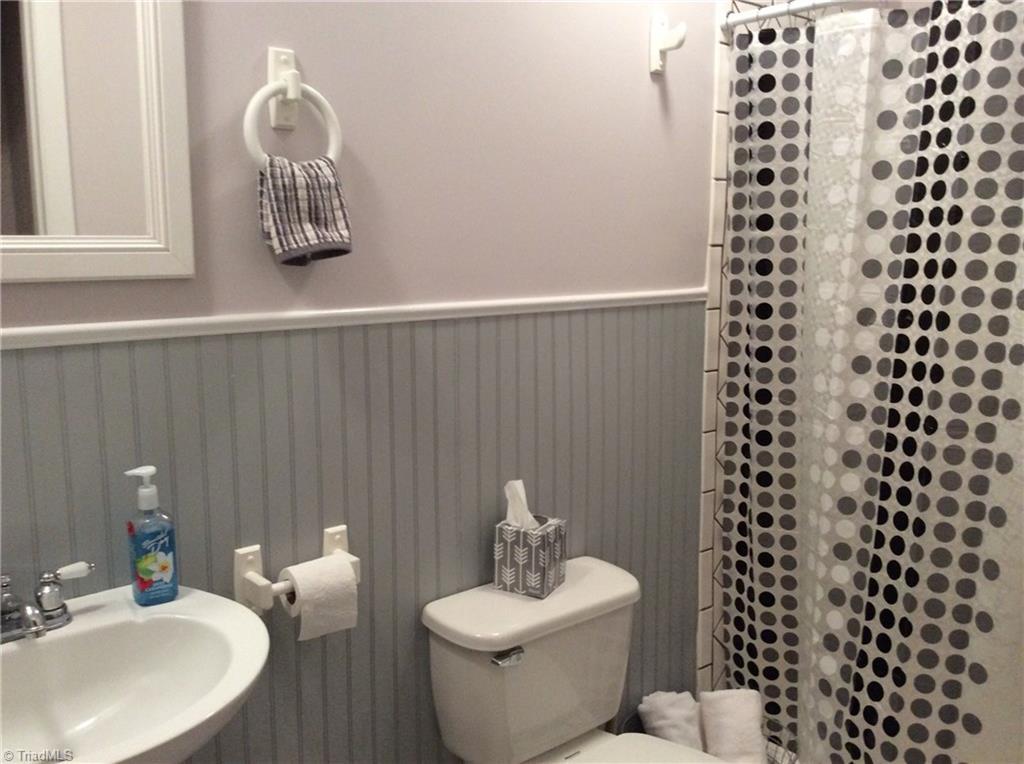 521 Cemetery Street Ronda, NC 28670 - Photo 11 of 13 Full bath: shower, pedestal sink, vinyl floor covering.