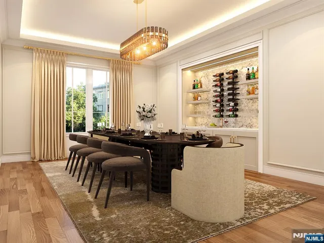 a large bedroom with a bed and a fireplace