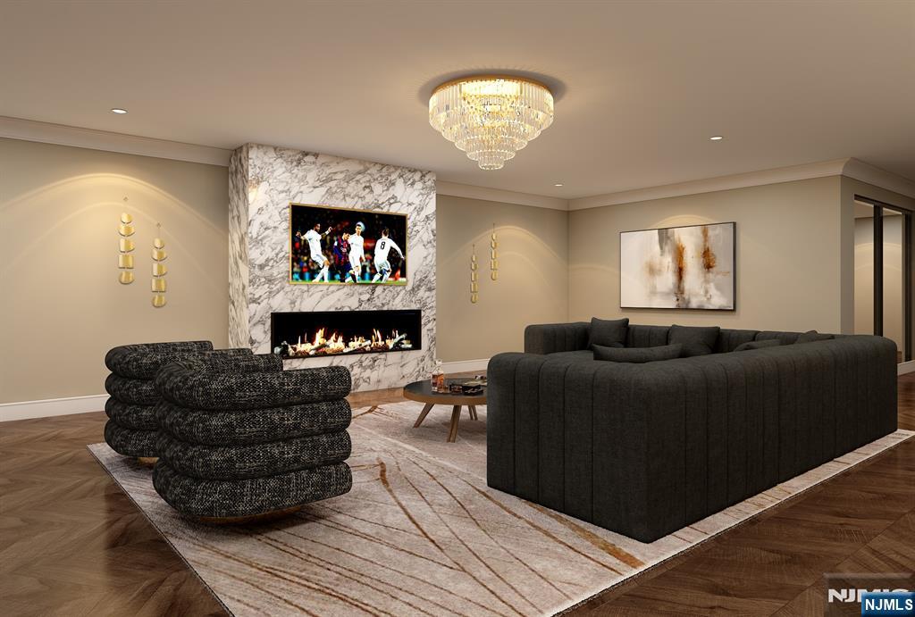 37 Roberts Road Englewood Cliffs, NJ 07632 - Photo 15 of 17 a living room with furniture and a fireplace