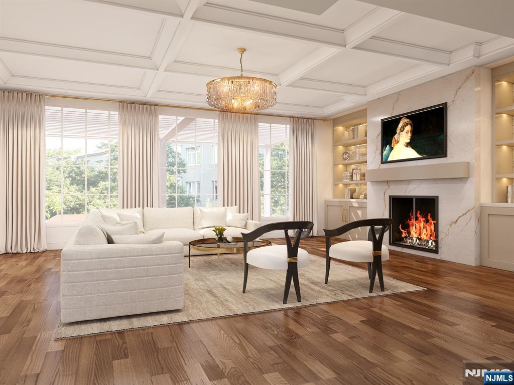 37 Roberts Road Englewood Cliffs, NJ 07632 - Photo 4 of 17 a living room with fireplace furniture and a large window