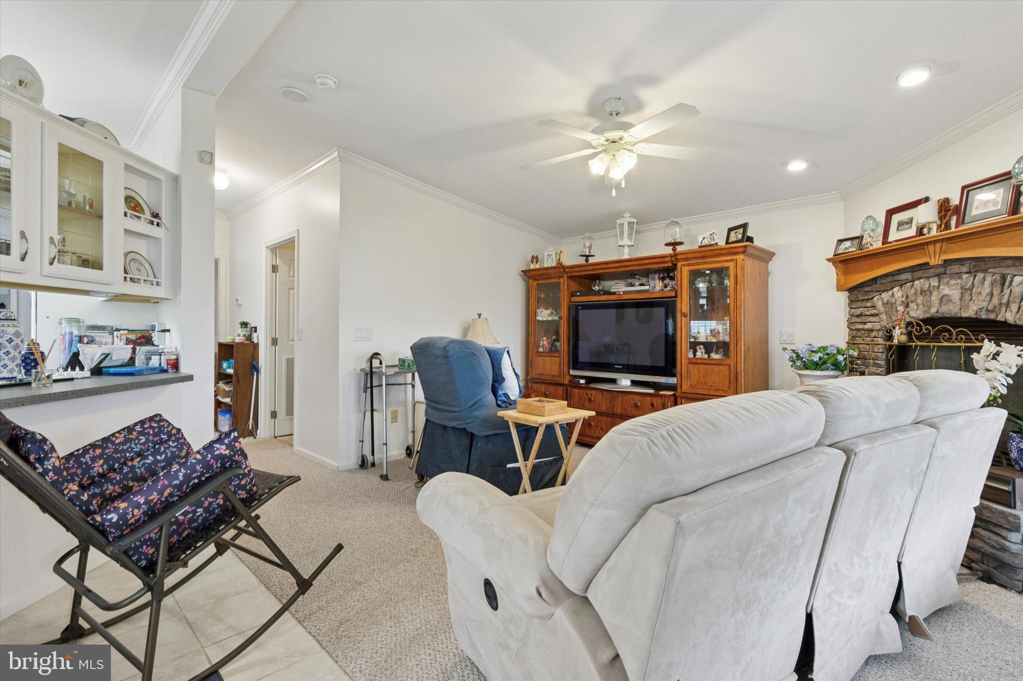 81 Random Road Douglassville, PA 19518 - Photo 14 of 31 a living room with furniture a flat screen tv and a fireplace