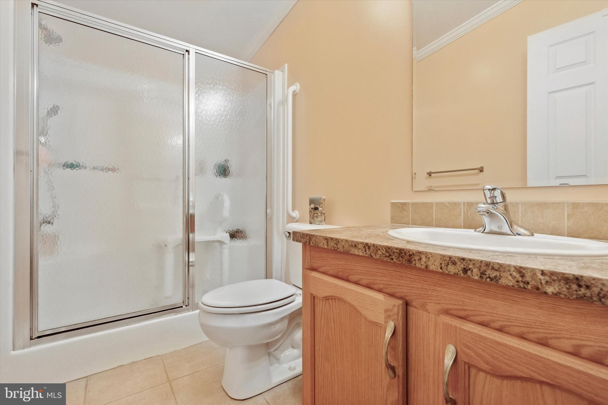 81 Random Road Douglassville, PA 19518 - Photo 17 of 31 a bathroom with a granite countertop sink toilet and shower