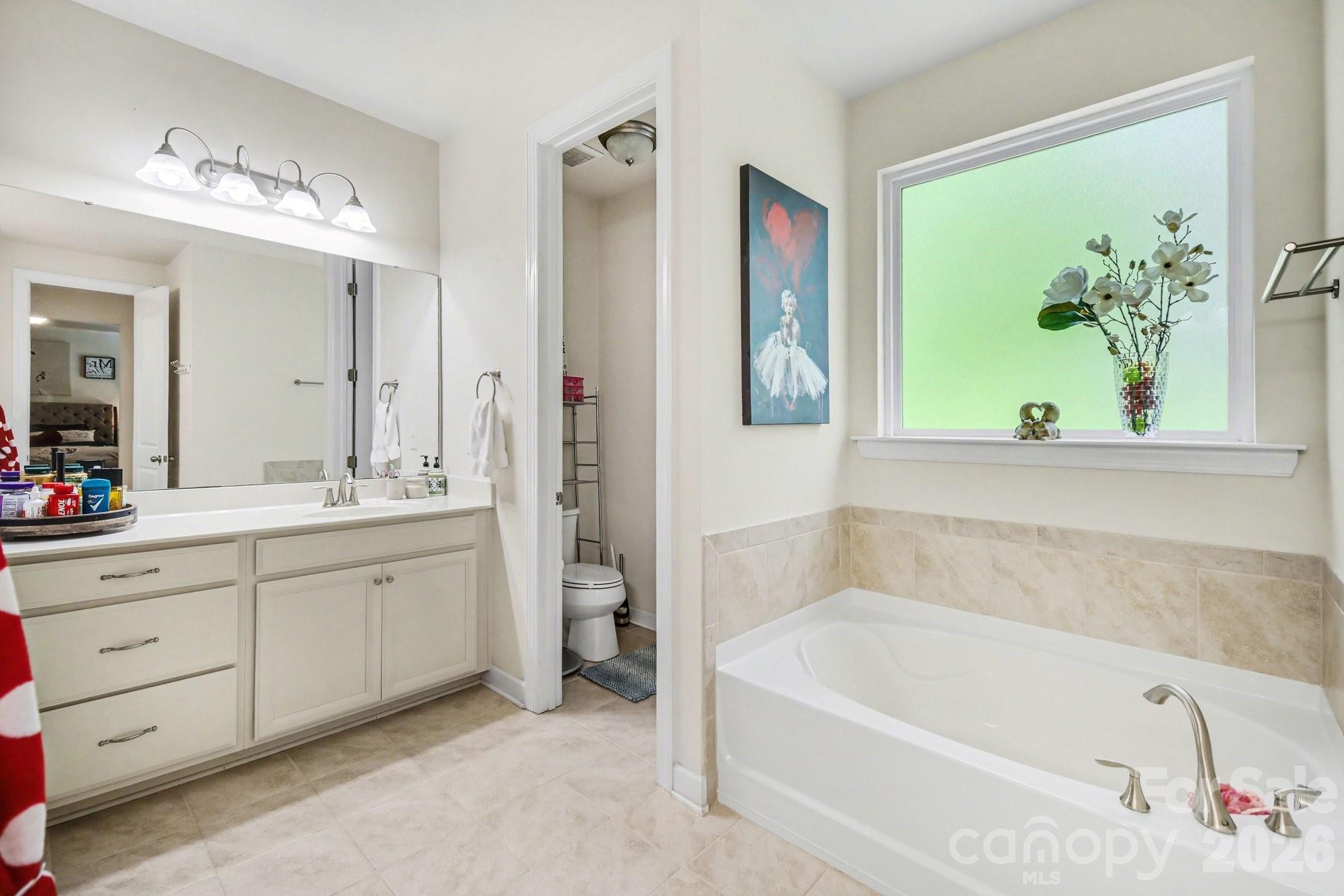 5327 Baker Lane Clover, SC 29710 - Photo 20 of 34 a bathroom with a bathtub a sink and a window