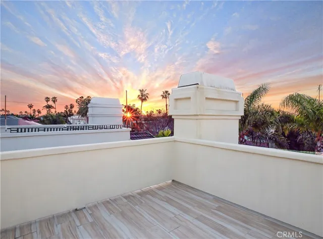a view of a balcony with an outdoor space