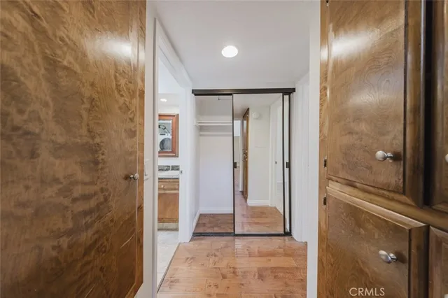 a view of a big room with closet and windows