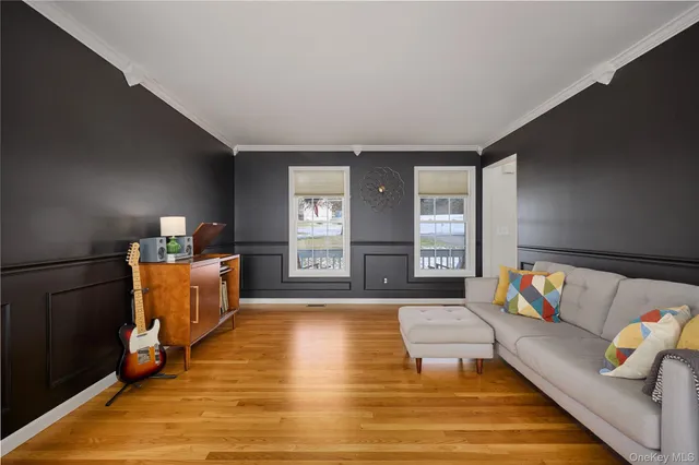 a living room with a couch and a table