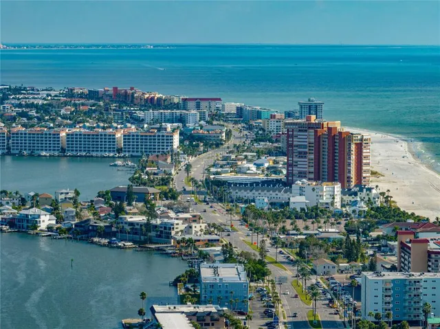 a view of a city and ocean view